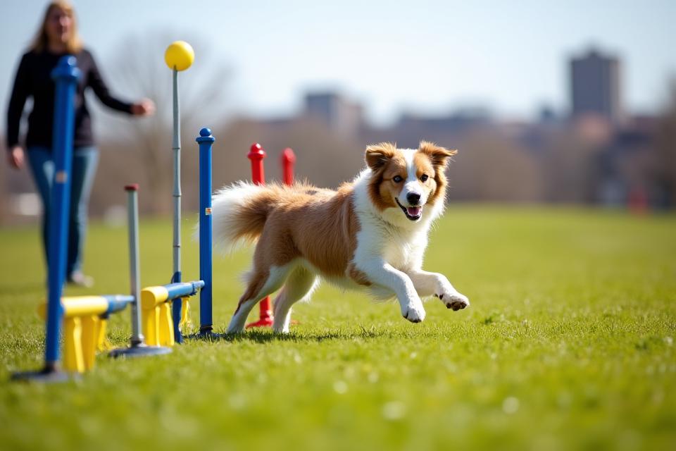 Dog participating in agility training course