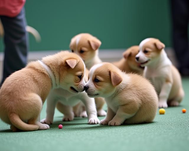 Puppies playing together in Manchester training class