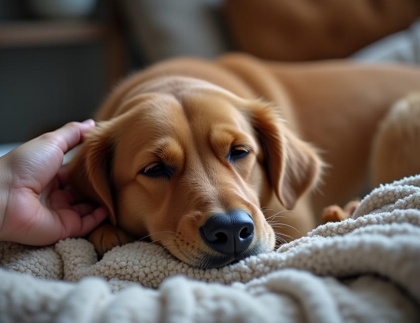 Calm dog receiving separation anxiety support training